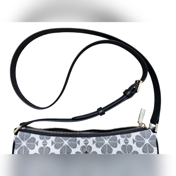 Kate Spade NY Black and White Spade Floral Crossbody Bag, Silver Hardware, New! - Picture 6 of 9